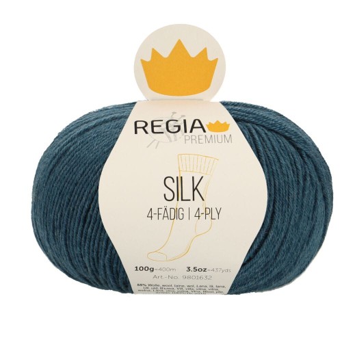 Włóczka skarpetkowa Regia Premium Silk kolor 00065 - ciemny turkus