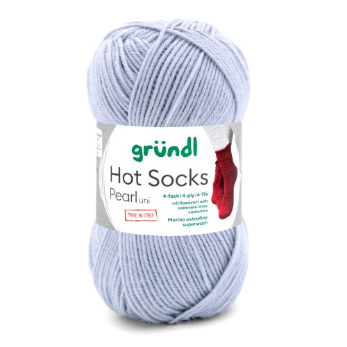 Włóczka skarpetkowa Gründl Hot Socks Pearl Uni kolor 02 - jasny szary